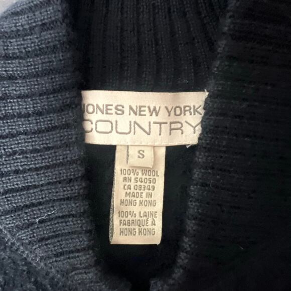 Vintage Black Boucle Wool Bomber Jacket Full Zip Womens Small Pockets Streetwear - Picture 9 of 11